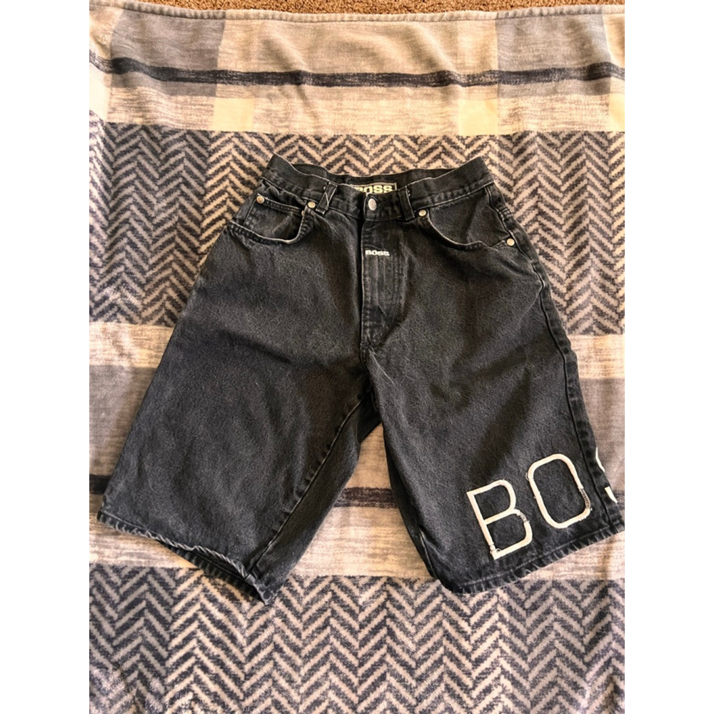 Vintage Boss Black Denim men’s shorts waist size 28-30.